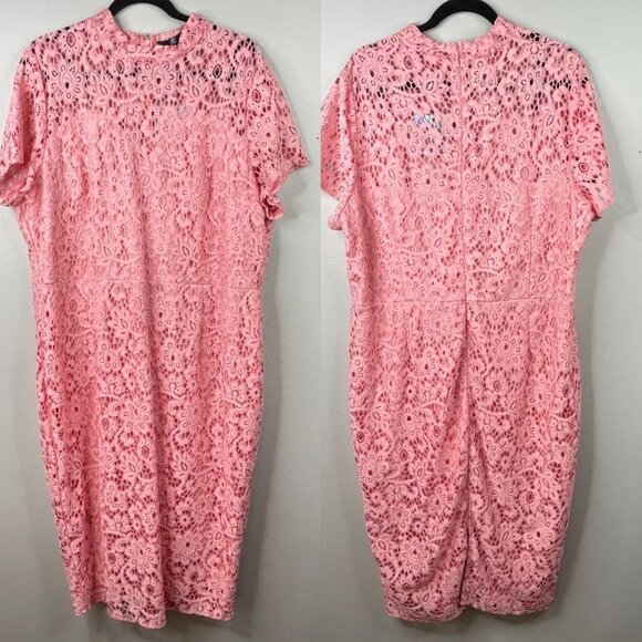 NWT‎ Missguided cap sleeve pink lace midi dress size 20 - Picture 1 of 10